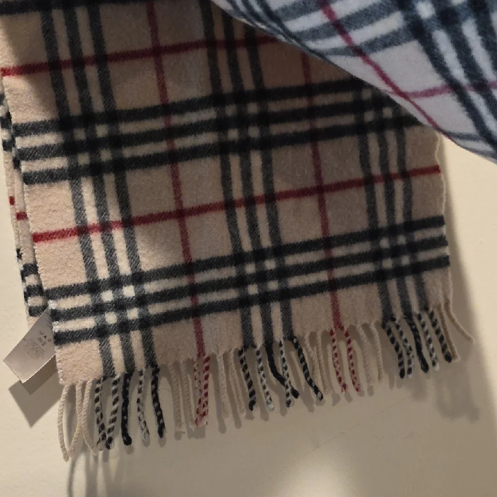 Burberry Plaid Wool Scarf in Red, Black, and Cream - Picture 8 of 8